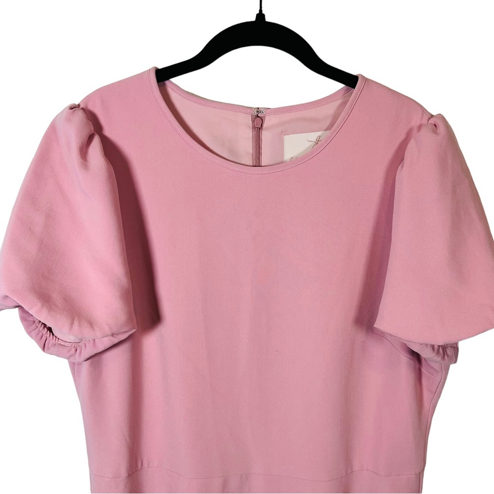 Elegant Pink Puff Sleeve Dress - Picture 8 of 9